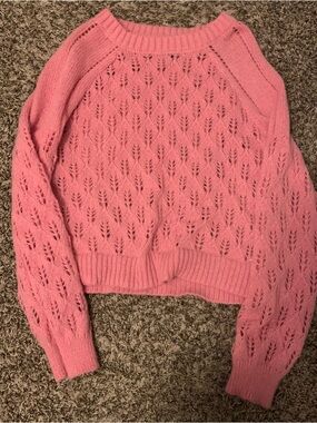 Pink Lace Knit Women's Sweater